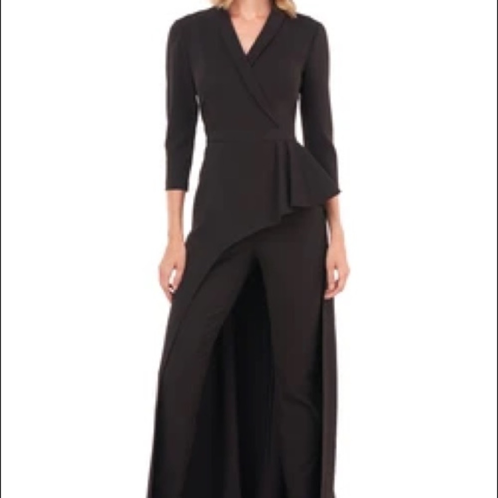 NWT Kay Unger size 10 black 3/4 sleeve jumpsuit